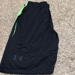 Under Armour Men’s Black Athletic Shorts with Neon Green Trim